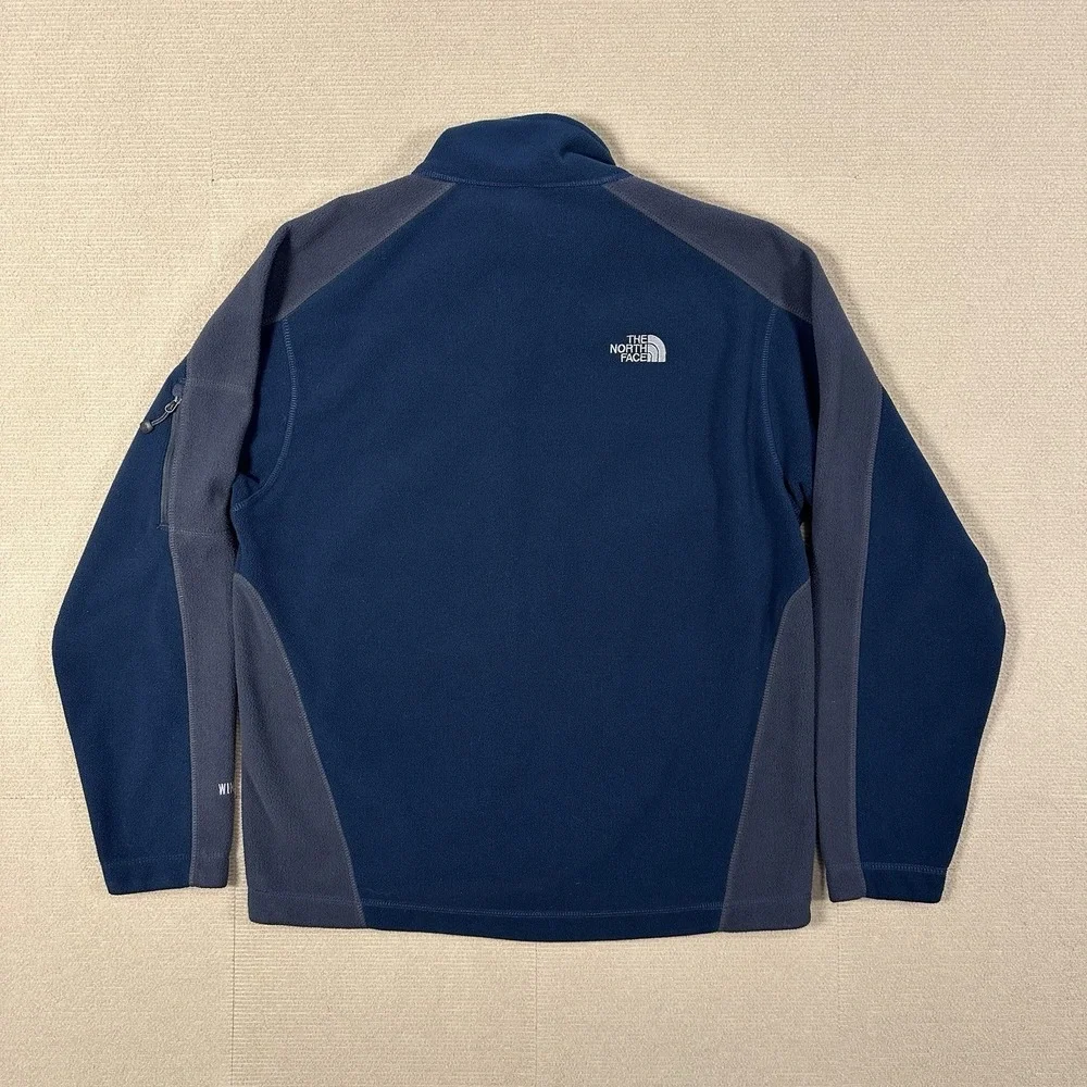 The North Face WindWall 1 Fleece Jacket Mens L Blue Gray Full Zip Outdoor Hiking